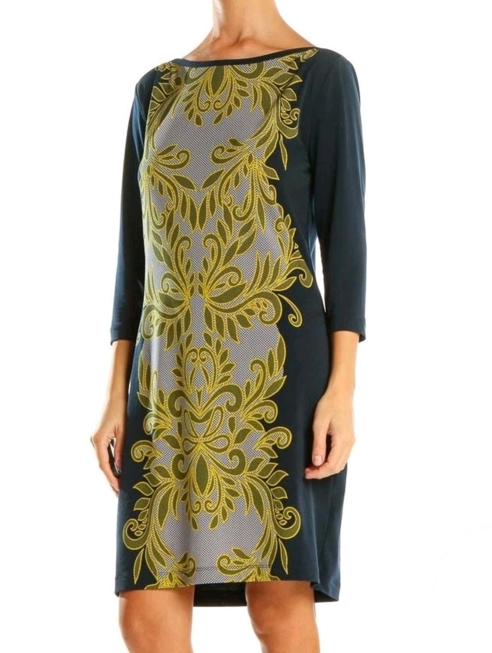 Banana Republic Shift Dress Leaf Diamond Print Sz Small
